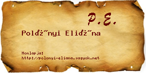 Polónyi Eliána névjegykártya